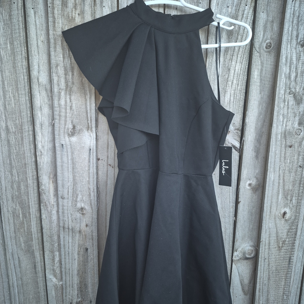 Lulu's Blue One Shoulder A-Line Dress